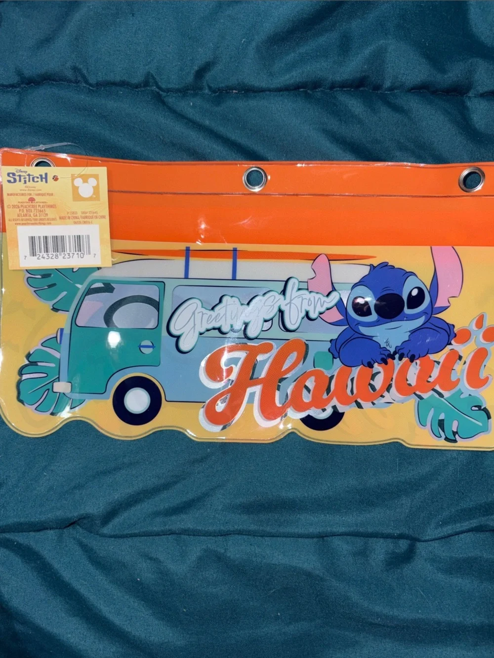 Stitch Hawaii Clear Vinyl Pouch with Orange Trim
